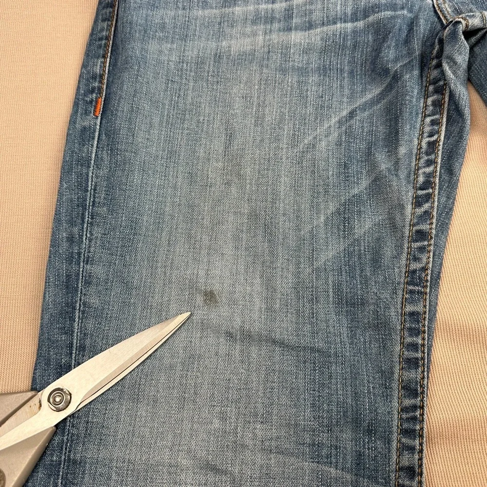 True Religion Ricky Jeans Mens 38x29 Blue Straight Flap Pocket 100% Cotton